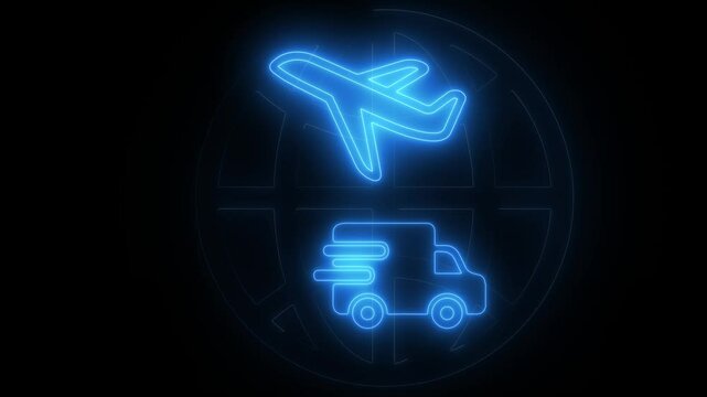 Global transportation concept on transparent background. Global logistics network, import-export, delivery and shipping, worldwide business.  Motion graphics of global business and transport.