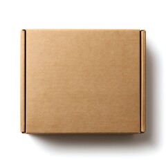 Naklejka premium Kraft paper mailing box, blank, top view, isolated product photo