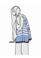 young woman with headphones