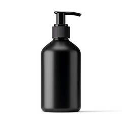 Fototapeta premium Matte black pump dispenser bottle mockup, professional product photography, isolated