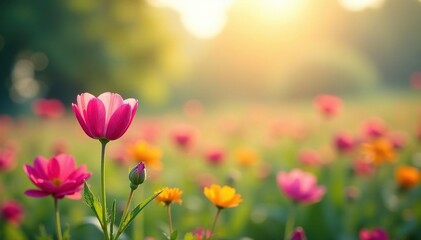 Fototapeta premium Soft focus floral field, ideal for website banners, banner, graphic