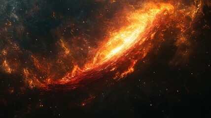Obraz premium Fiery Cosmic Nebula in Deep Space Space Universe Galaxy Nebula Cosmic Star Astronomy Science Formation Explosion Energy 