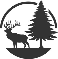 Wild animal vector of a elk silhouette