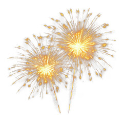Golden fireworks celebration design on transparent background on png transparent background