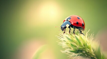 Fototapeta premium ladybug on a blade of grass