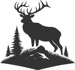 Wild animal vector of a elk silhouette