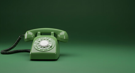 rotary phone,  vintage phone,  retro phone, Retro Green Rotary Phone on Green Background