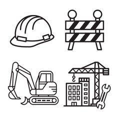 set of construction lina art icons © Teguh