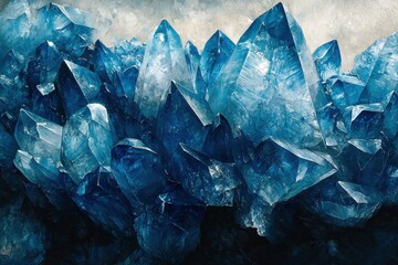 Obraz premium Stunning Blue Crystal Formation with Sharp Edges and Intricate Details in Natural Light
