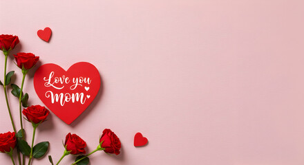 mother's day,  mothers day,  mom, Mother's Day Red Roses and Heart with "Love You Mom"