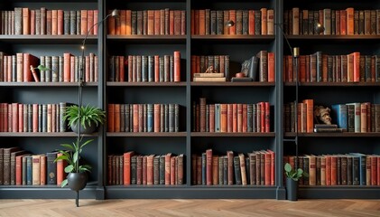 Stylish modern bookcase, books neatly arranged, arrangement, home