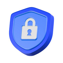 shield lock icon 3d rendering