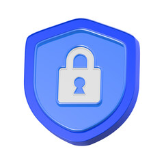 shield lock icon 3d rendering