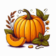 pumpkin with leaves