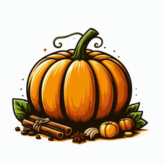 pumpkin with leaves