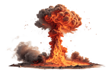 Dramatic Nuclear Explosion Mushroom Cloud Against Transparent Background for Doomsday Scenarios