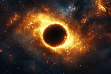 Fototapeta premium Black Hole in Fiery Space Nebula black hole space universe stars nebula galaxy cosmic astronomy science abstract energy 