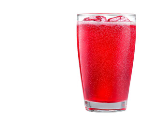 Cool red drink, glass with straw and refreshing red liquid 