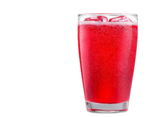 Cool red drink, glass with straw and refreshing red liquid 
