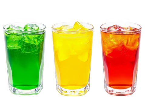 Colorful array of refreshing drinks in elegant glasses, a visual delight