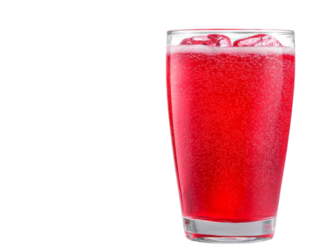 Cool red drink, glass with straw and refreshing red liquid 