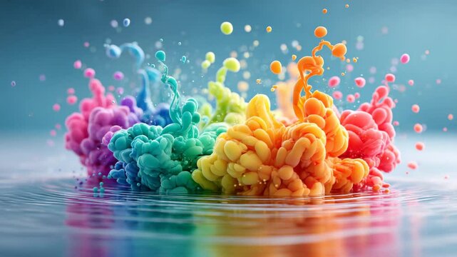 Colorful ink splash creating vibrant patterns in water.