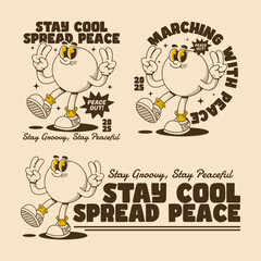 Three Peaceful Character Designs with Retro Positive Vibes