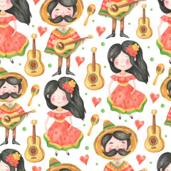 Pattern Cinco de Mayo characters