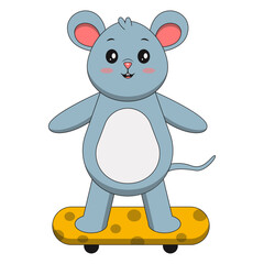 Cute Mouse Mascot Character with Cartoon Design. Vector Illustration.