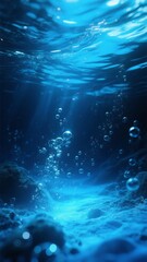 Underwater Scene with Bubbles and Light Rays