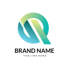q abstract gradient letter logo design, write 50 tags with comma