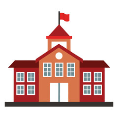 School Building with Flag