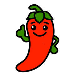 icon, character or mascot, cute chili, high quality