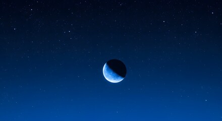 Naklejka premium Crescent Moon and Stars in Night Sky
