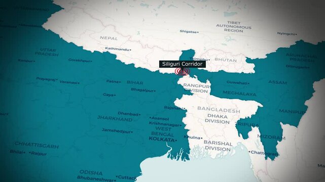 Siliguri Corridor Map Animation &ndash; Strategic India Geography Overview