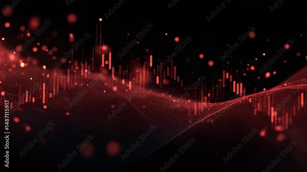 Poster financial data visualization: dynamic data visualizations against a dark background showcase the mov