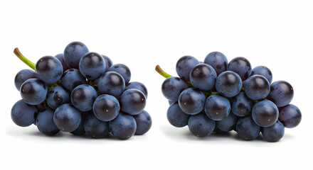 Fototapeta premium grapes, dark grapes, blue grapes, Two Bunches of Dark Blue Grapes Isolated on White Background
