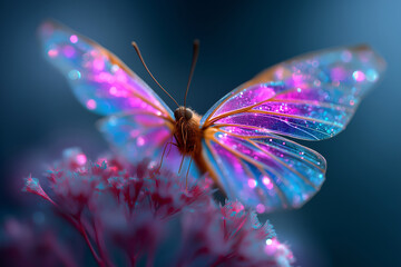  Magical butterfly with glowing bisexual pride wings