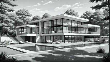 Architectural sketch of a house