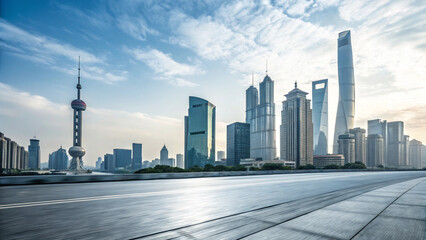 Obraz premium Urban business district. A view of many skyscrapers standing side by side. Skyscraper.