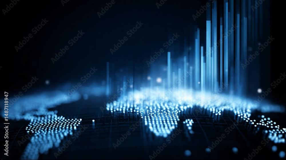 Poster global data visualization: an ethereal display of global data streams, showcasing the interconnected