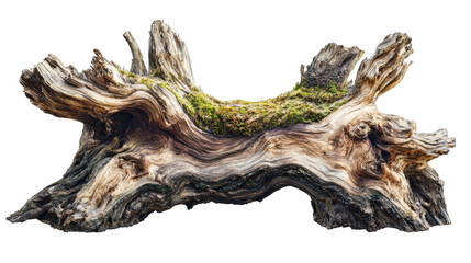 Ancient, weathered tree stump, mossy texture