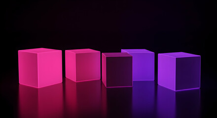 neon,  cubes,  boxes, Neon Cubes in Dark Background