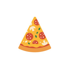 Pizza Slice Illustration: Pepperoni, Mushroom, Basil