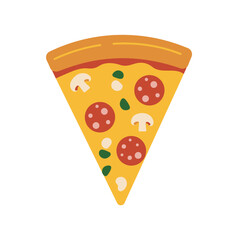 Cheerful Pepperoni Pizza Slice - Food Illustration