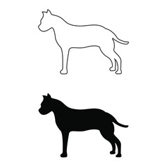 Standing Labrador Dog Black Silhouette Vector