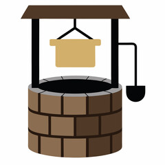 Stone well vector icon on white background.