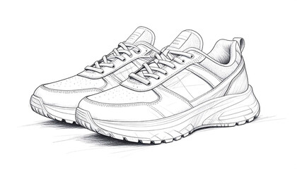 Sketch of a pair of athletic shoes.