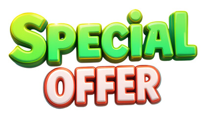 Colorful 3D Special Offer Text Banner for Promotions and Discounts