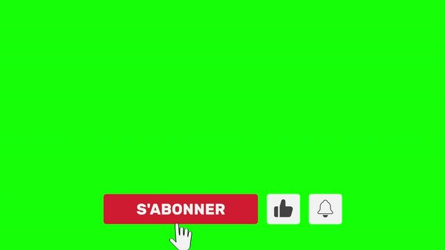 Subscribe Animation with like, notification and thanks in French Language on Green Screen